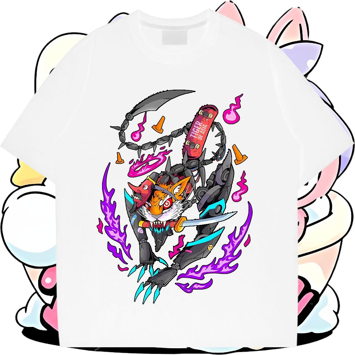 Free Shipping Women Tees 230g Pure Cotton cartoon Hip Hop T Shirts Women Breathable Crew Neck Customized Print Clothes