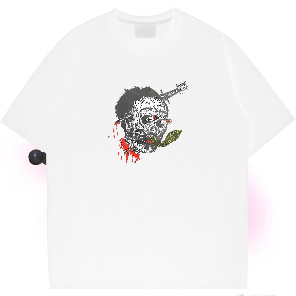 Designer Mens T Shirts 230g Pure Cotton skull Home Outdoor Custom Cartoon Round Neck Short Sleeve Men Tops Tees Wholesale Tops Shirt