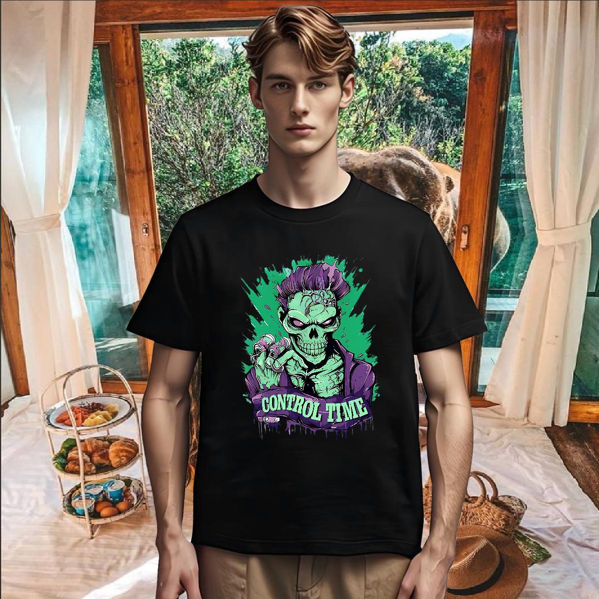 Loose T-Shirts for Men 100% Cotton 230g skull Home Outdoor Asian Size Breathable Crew Neck Men Clothes T-Shirt New Arrival Tees Shirts