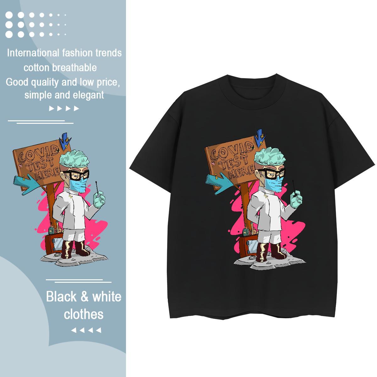 Soft T Shirt For Man 100% Cotton 230g portrait High Street Hip Hop Anime Print Breathable Couples T Shirts Fashion Design Top Tees