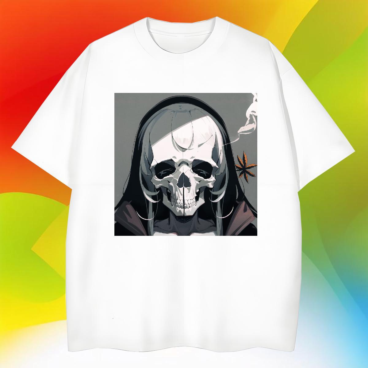 Popular Mens T Shirts 230g 100% Cotton skull Home Outdoor Custom Anime Breathable Crew Neck Men Tees Fashion New Top Tees