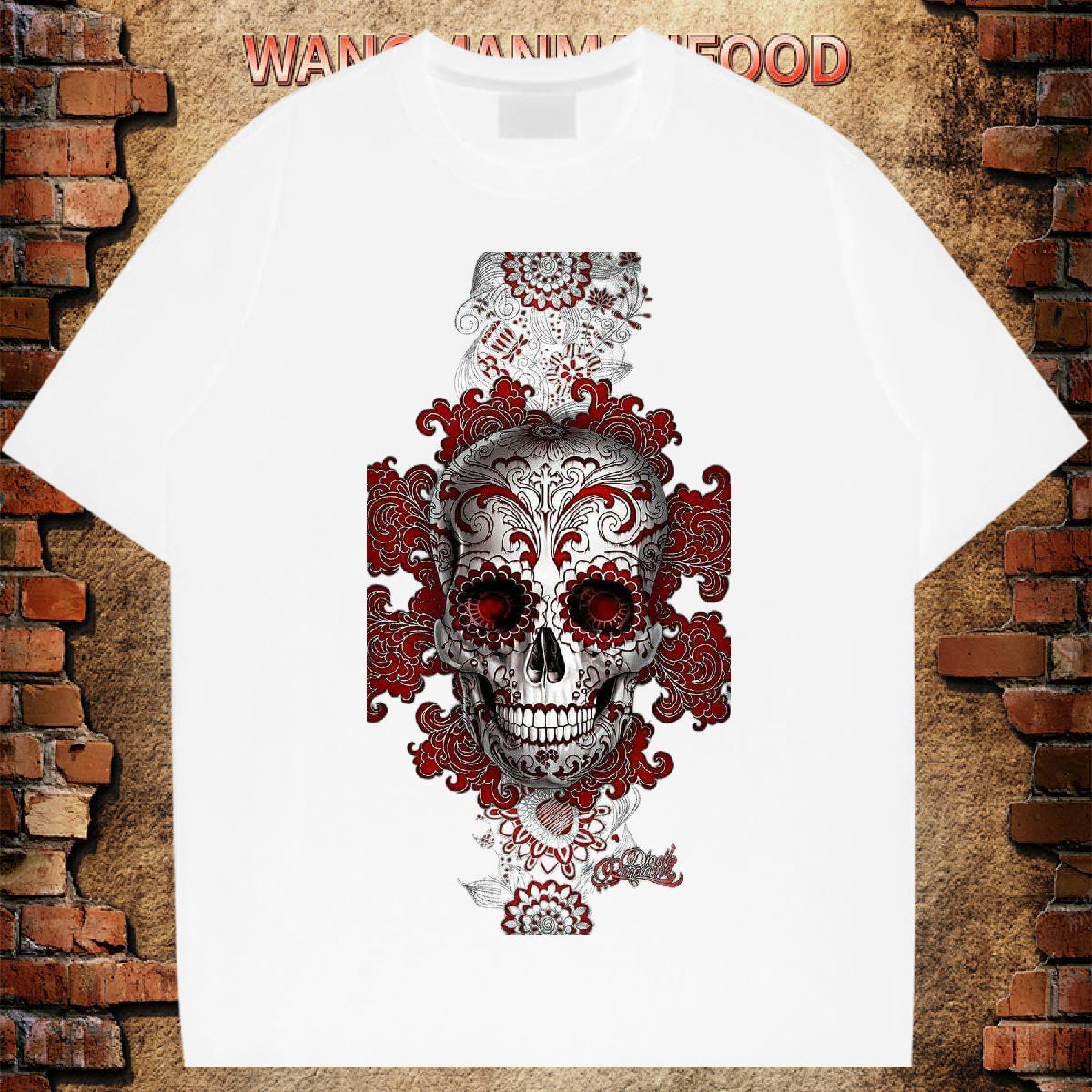 High Quality T Shirts Men 100% Cotton 230g skull Daily Wear Custom Print Oversized Round Neck Short Sleeve Men Tshirts New Arrival Tees