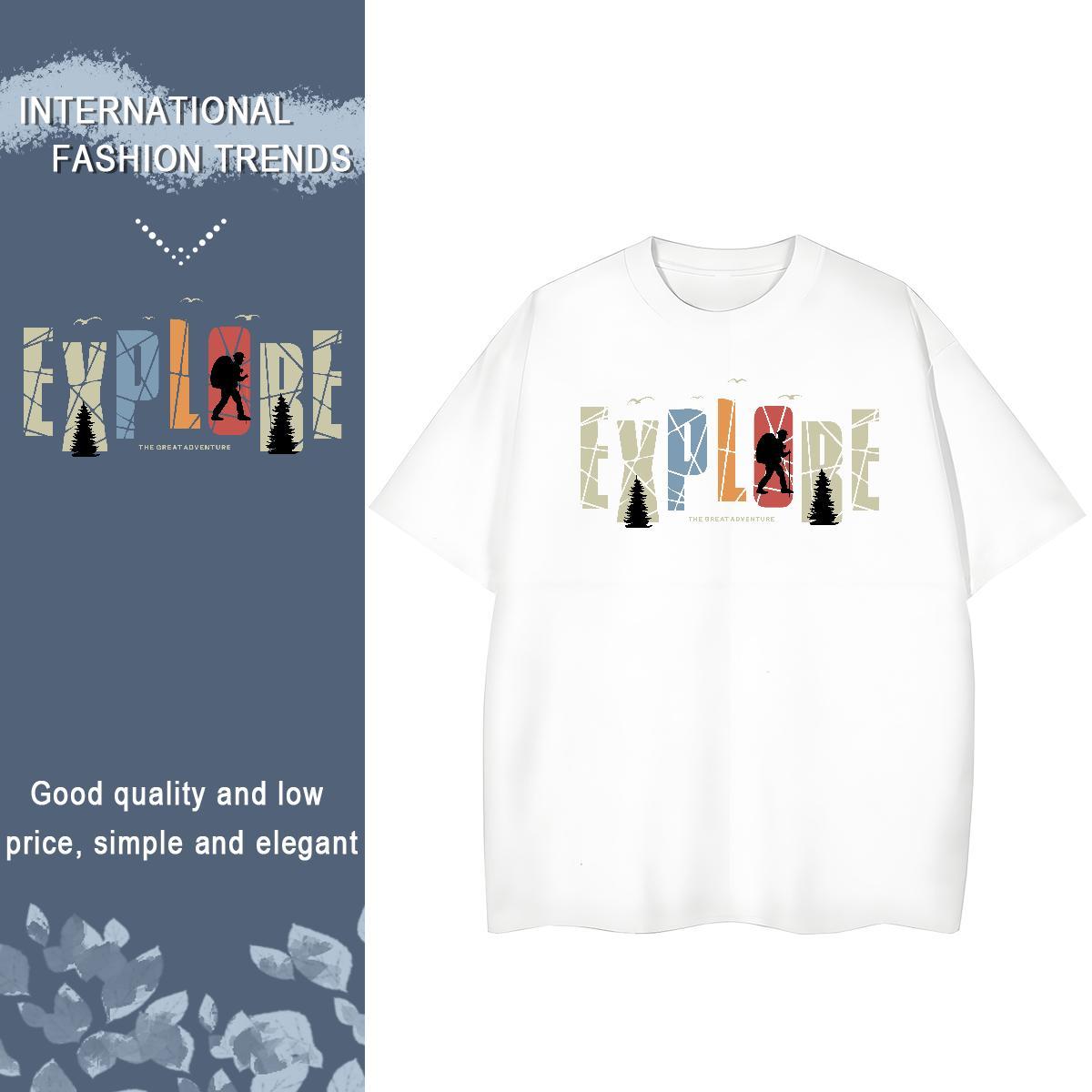 Loose fit Woman Tshirt 100% Cotton 230g letter Casual Sport T Shirt For Woman Breathable Crew Neck White Plus Size Tees Shirts