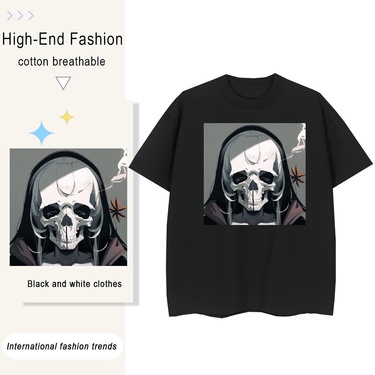 Brand Man T Shirts 230g Pure Cotton skull Daily Wear Asian Size Short Sleeve Soft Men Tees Designer Fashion Tops Tees