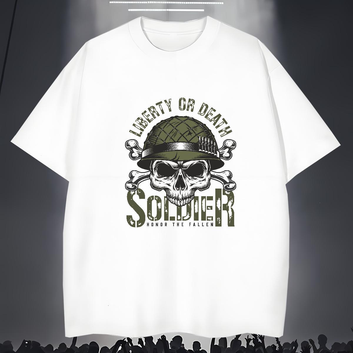 High Quality T shirt 230g Pure Cotton skull Casual DIY Logo Oversized Short Sleeve Soft Tshirt for Man Woman New Tees