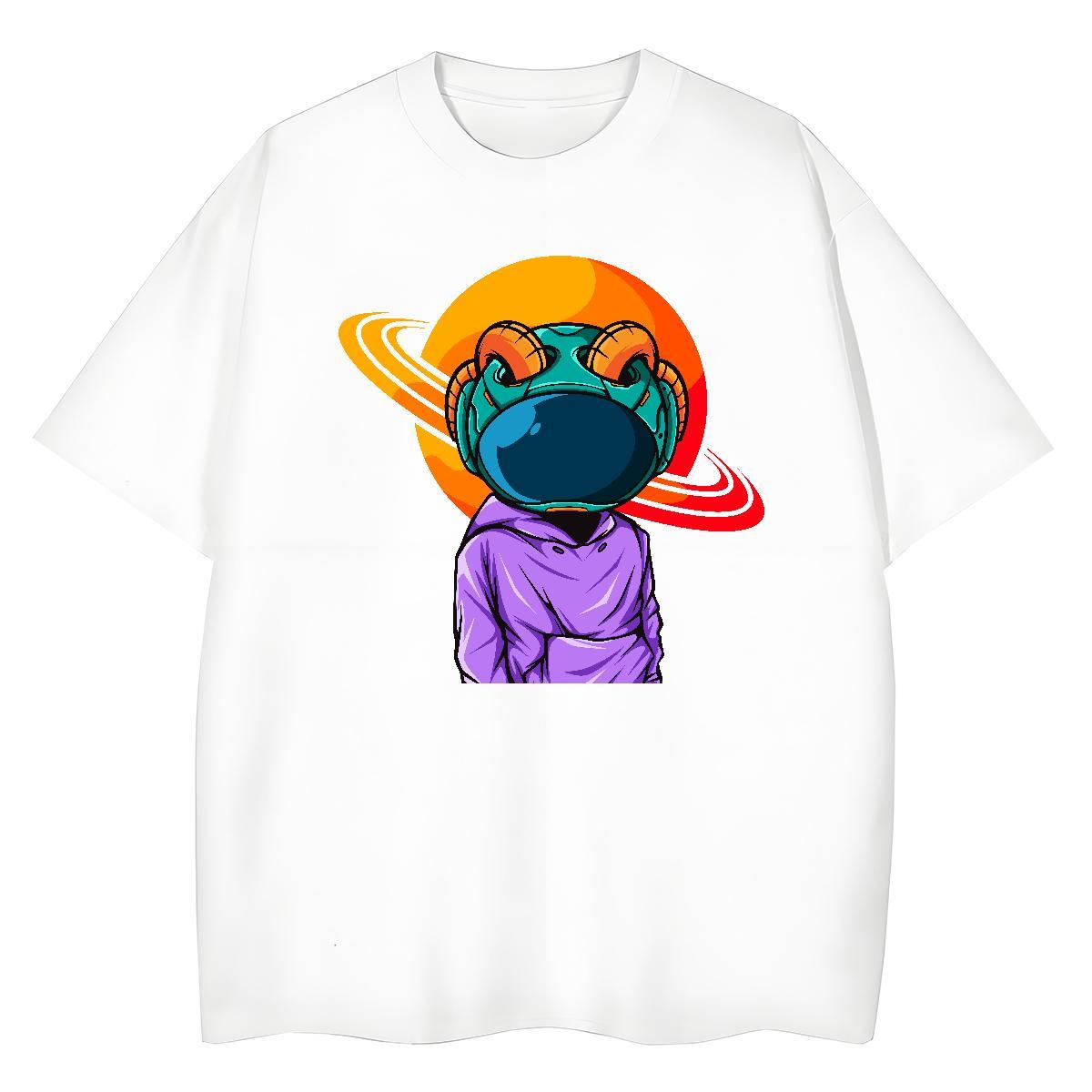 Loose Unisex Tshirts 230g Cotton universe Street T Shirt For Woman Crew Neck Custom Cartoon Tees Shirts