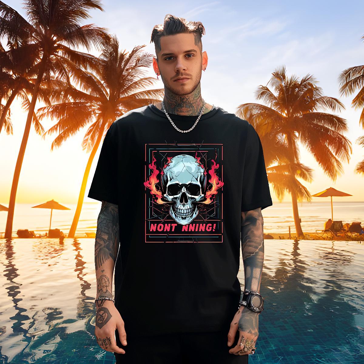 Soft T Shirt For Man 230g Pure Cotton skull Hip Hop Street Custom Big Size Breathable Short Sleeve Couples T Shirts Factory Direct Tops Tees