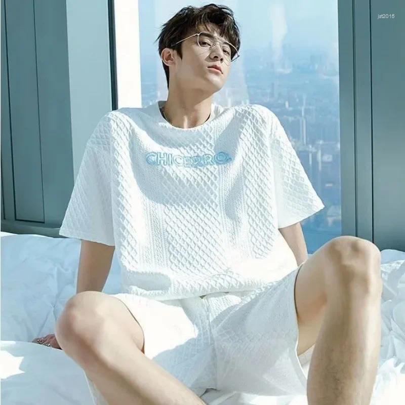 Trendy Summer T-shirt Set Casual Sports Short Sleeves 2-piece Fashionable Male Matching Clothes Stylish