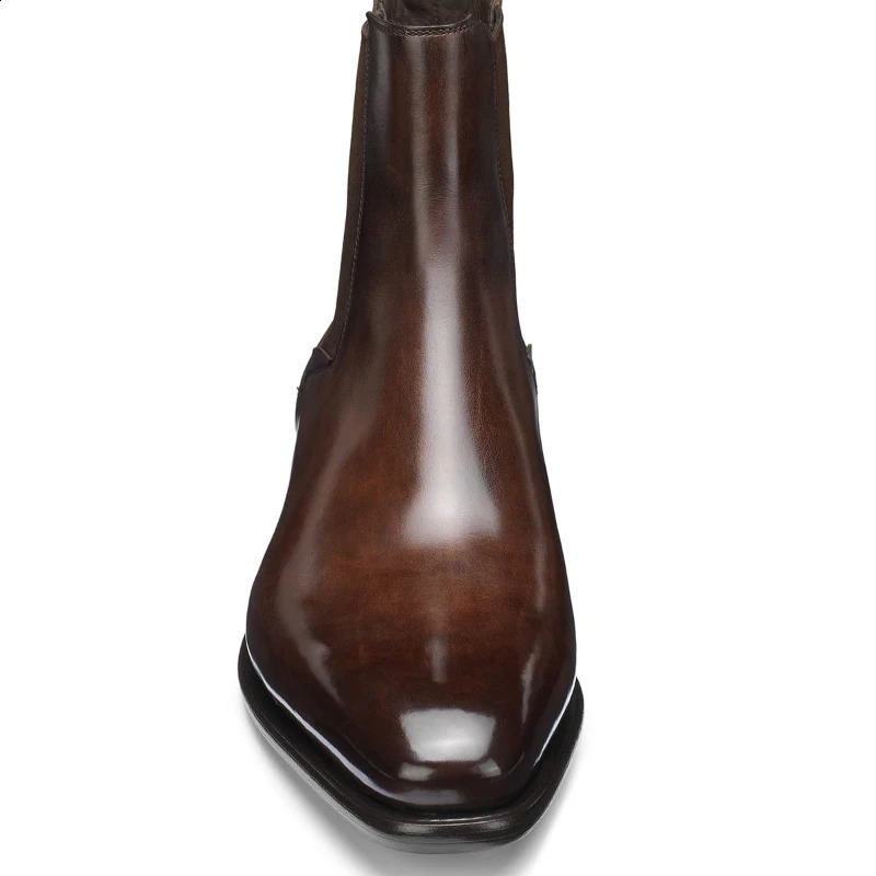 Chelsea Boots Men Shoes PU Brown Fashion Versatile Business Casual British Style Street Party Wear Classic Ankle Boots 240824