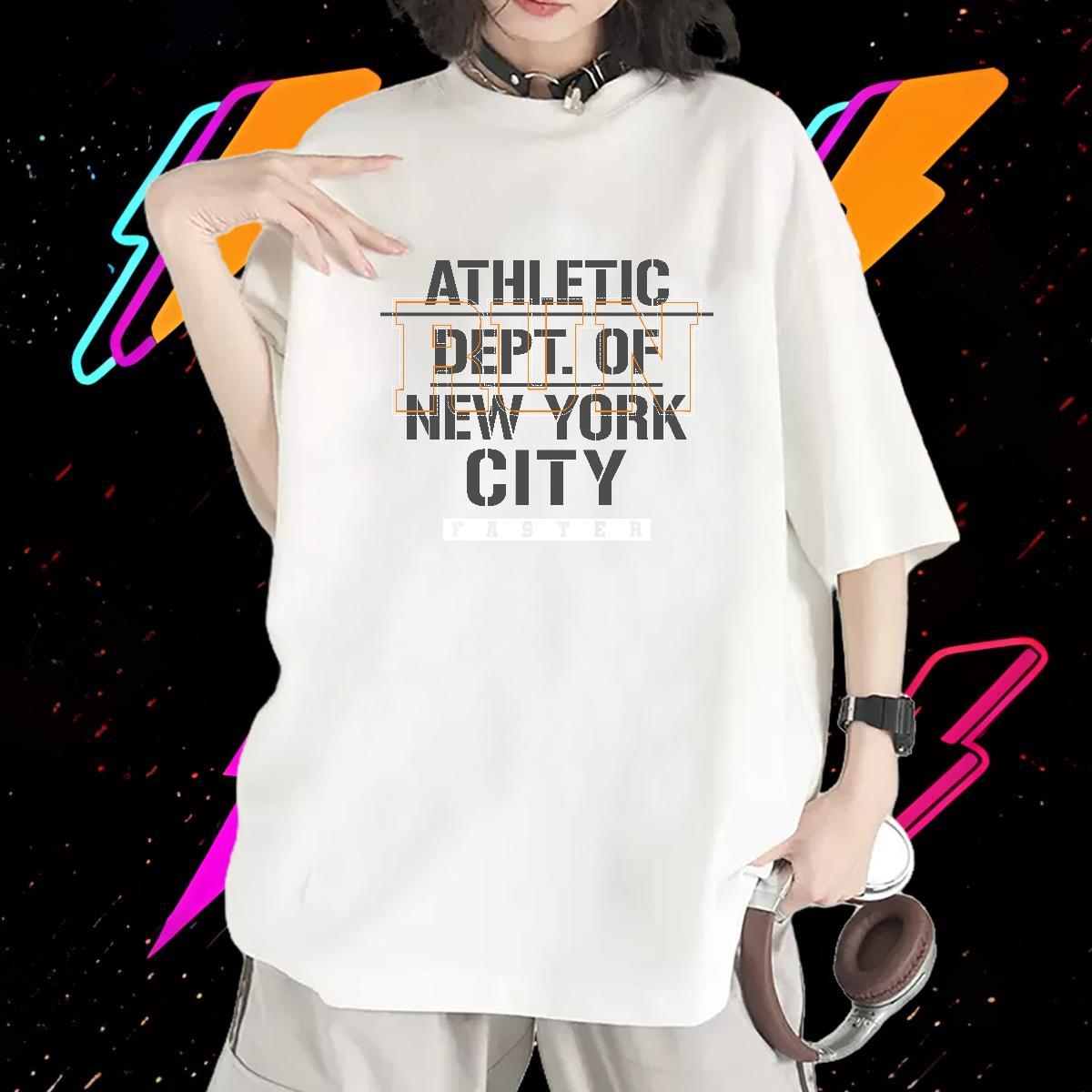 Loose Woman Tshirt 100% Cotton 230g letter Casual T Shirt For Woman O-Neck Short Sleeve DIY Anime Tops Shirt