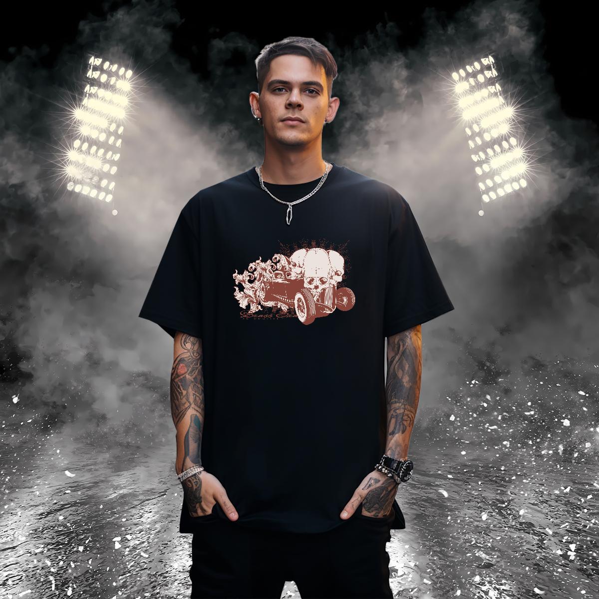 TOP Quality T shirt 230g 100% Cotton skull Casual Daily Wear White Plus Size Breathable Crew Neck Tshirts Classic Clothings