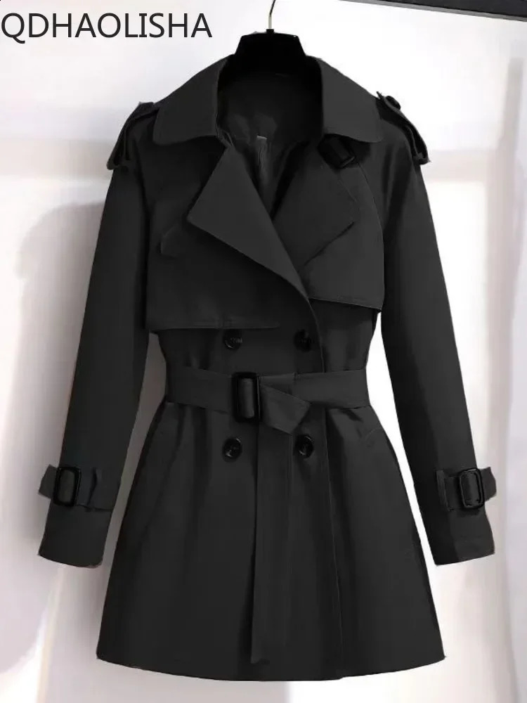 Trench Coats for Women Spring in Vintage Elegant Woman Clothes Korean Fashion Double Breasted Loose Streetwear Short Jacket 240824
