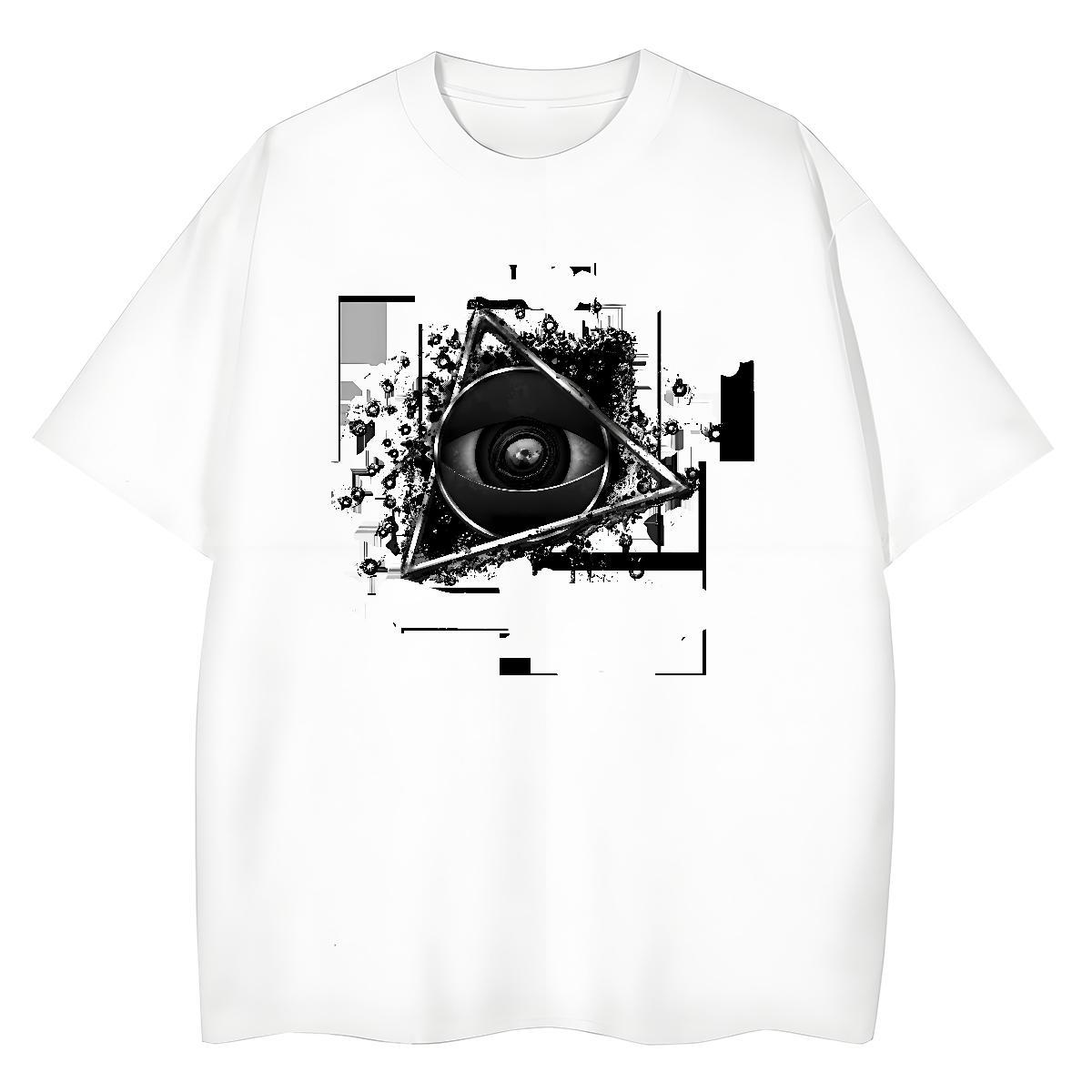 Popular Men T Shirts 100% Cotton 230g eye of the devil Casual Oversized Breathable Short Sleeve Men Tops Tees Fashion Casual Tees Shirts