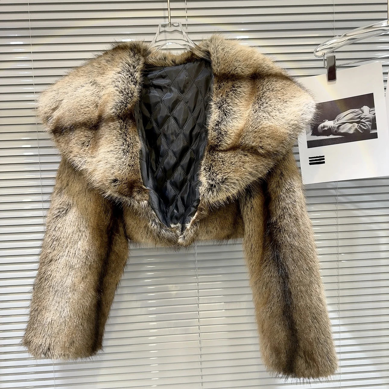 PREPOMP Winter Eco friendly Artificial Fur Collar Cotton Lined Jacket Womens Thick Khaki Warm Short Coat GM507 240824