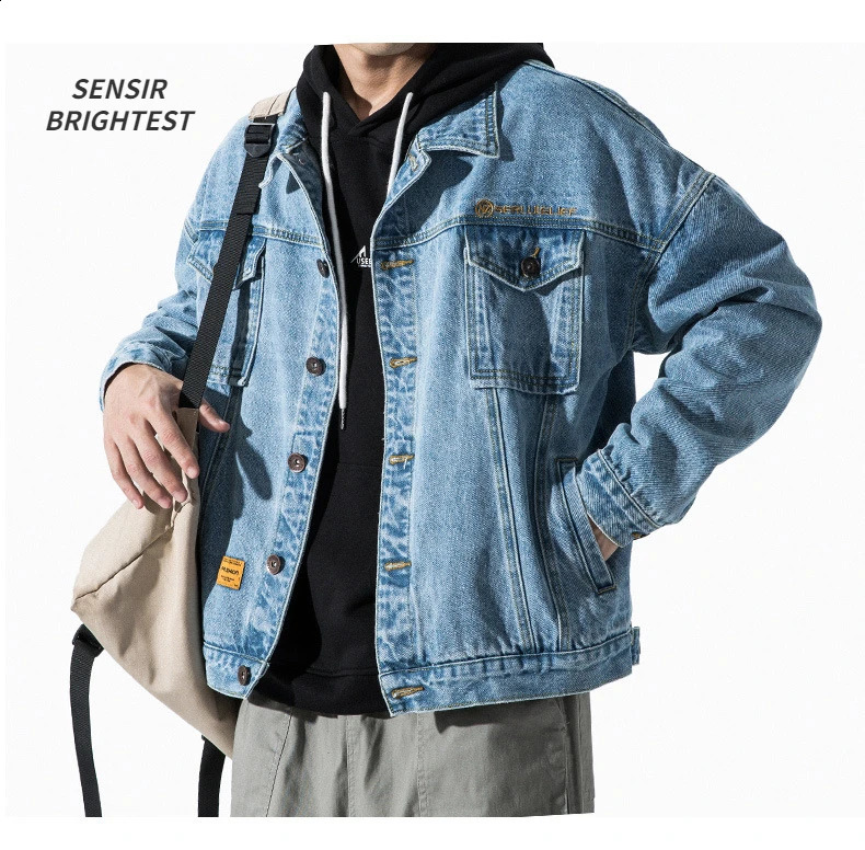 Cowboy jacket mens spring and autumn loose large workwear washing tannin casual 240824