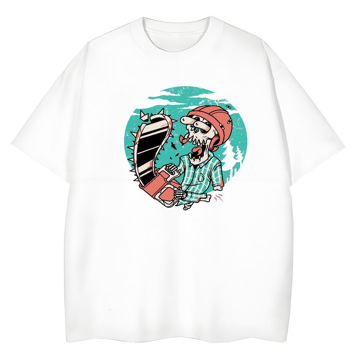 Designer T shirt 230g 100% Cotton skull Spring Summer Graphic Short Sleeve O-Neck Men Tshirts Fashion Clothes