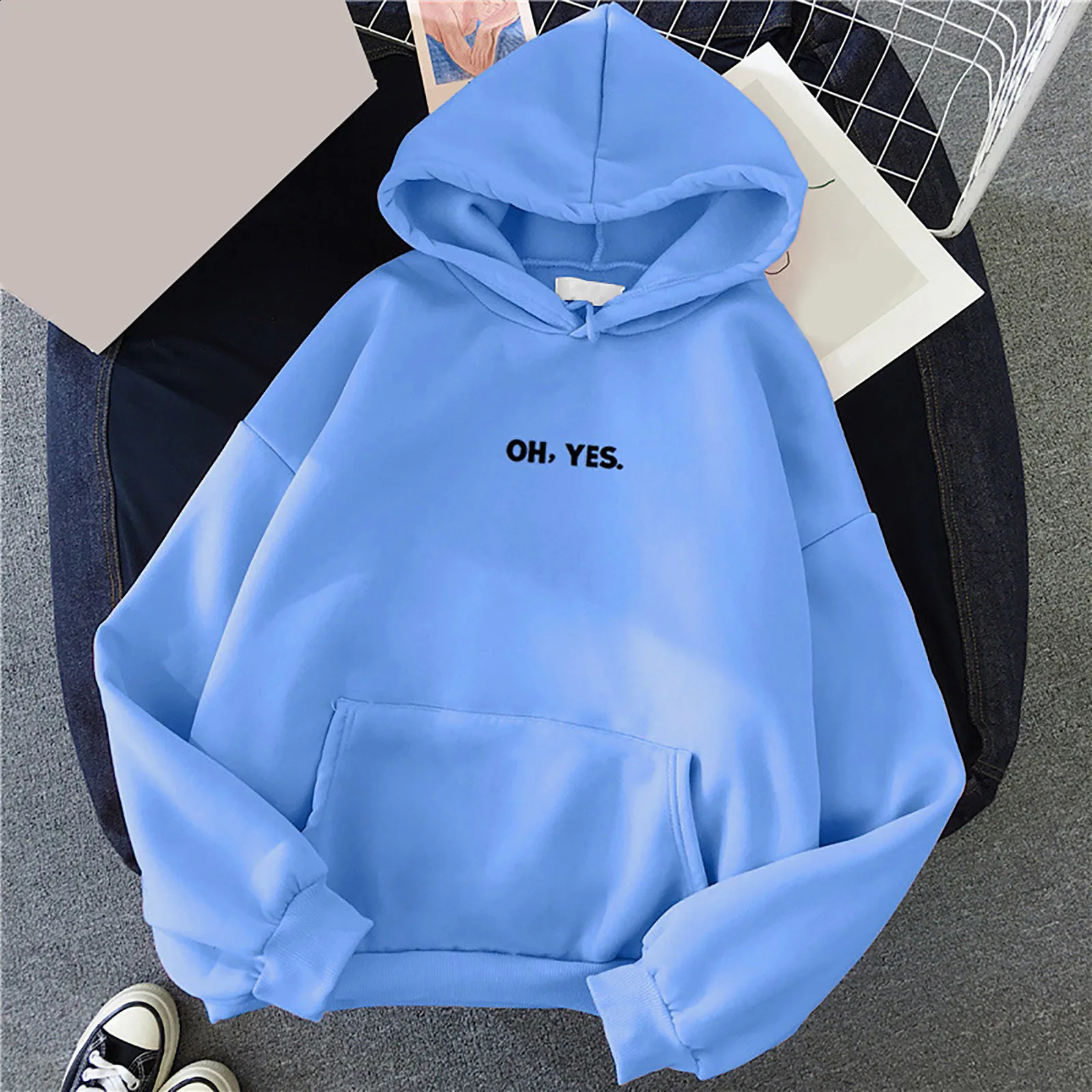 WomenS Casual Loose Letter Printed Lightweight Autumn Winter Hoodie With Fleece Cute And Trendy Pullover Sweatshirt With Hem 240824