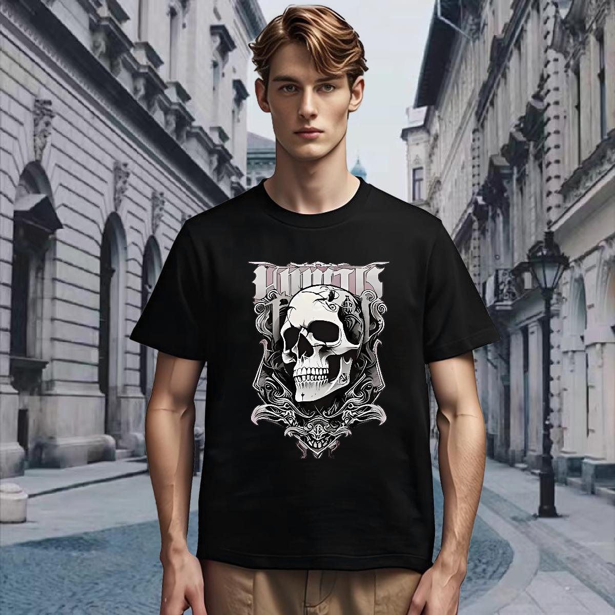Free Shipping Men T Shirts 100% Cotton 230g skull Sport Custom Print Oversized O Neck Short Sleeves Men Tees Brand Tee Shirt