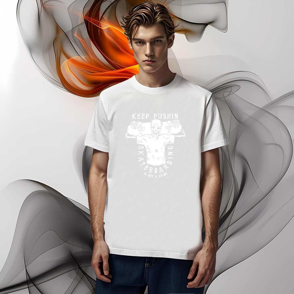 Brand T-Shirts for Men 100% Cotton 230g skull Anime Printing Street Custom Cartoon Breathable Short Sleeve Men Clothes T-Shirt Customized Tops Shirt