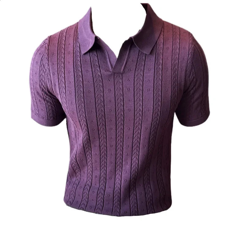 Mens Summer Knitted Breathable High Quality Polo Shirt Fashion Trend High Street Comfortable Loose Hombre Casual Long Sleeve 240824