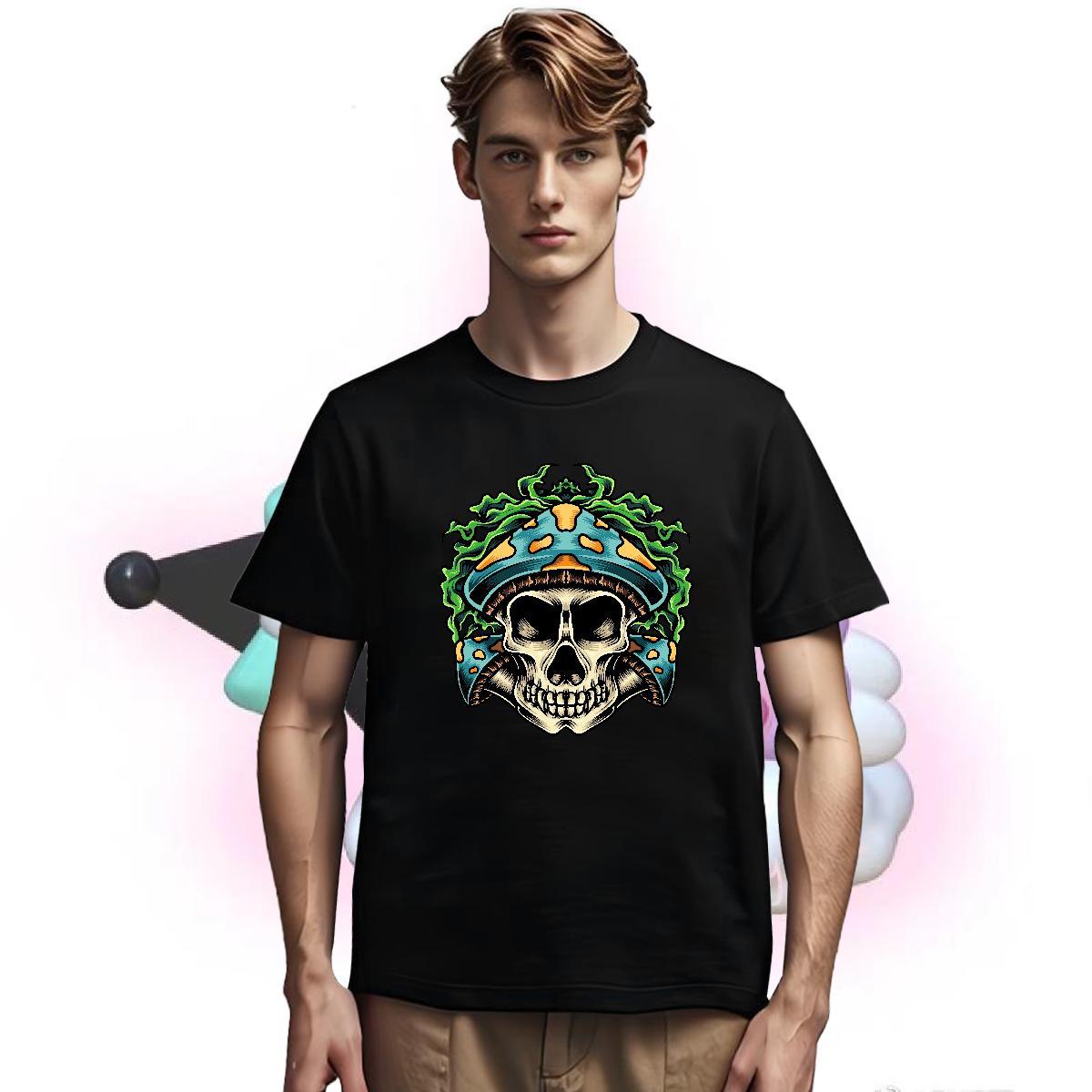 TOP Quality Man T Shirts 230g Pure Cotton skull Street Casual Customized Print O Neck Short Sleeves Mens Tshirts New Arrival Wear