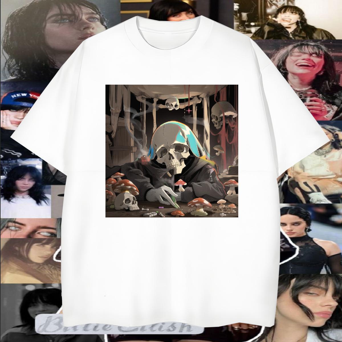 Unisex Men T Shirts 100% Cotton 230g skull Spring Summer Custom Cartoon Round Neck Short Sleeve Tshirt for Man Woman Stylist Tops Tees