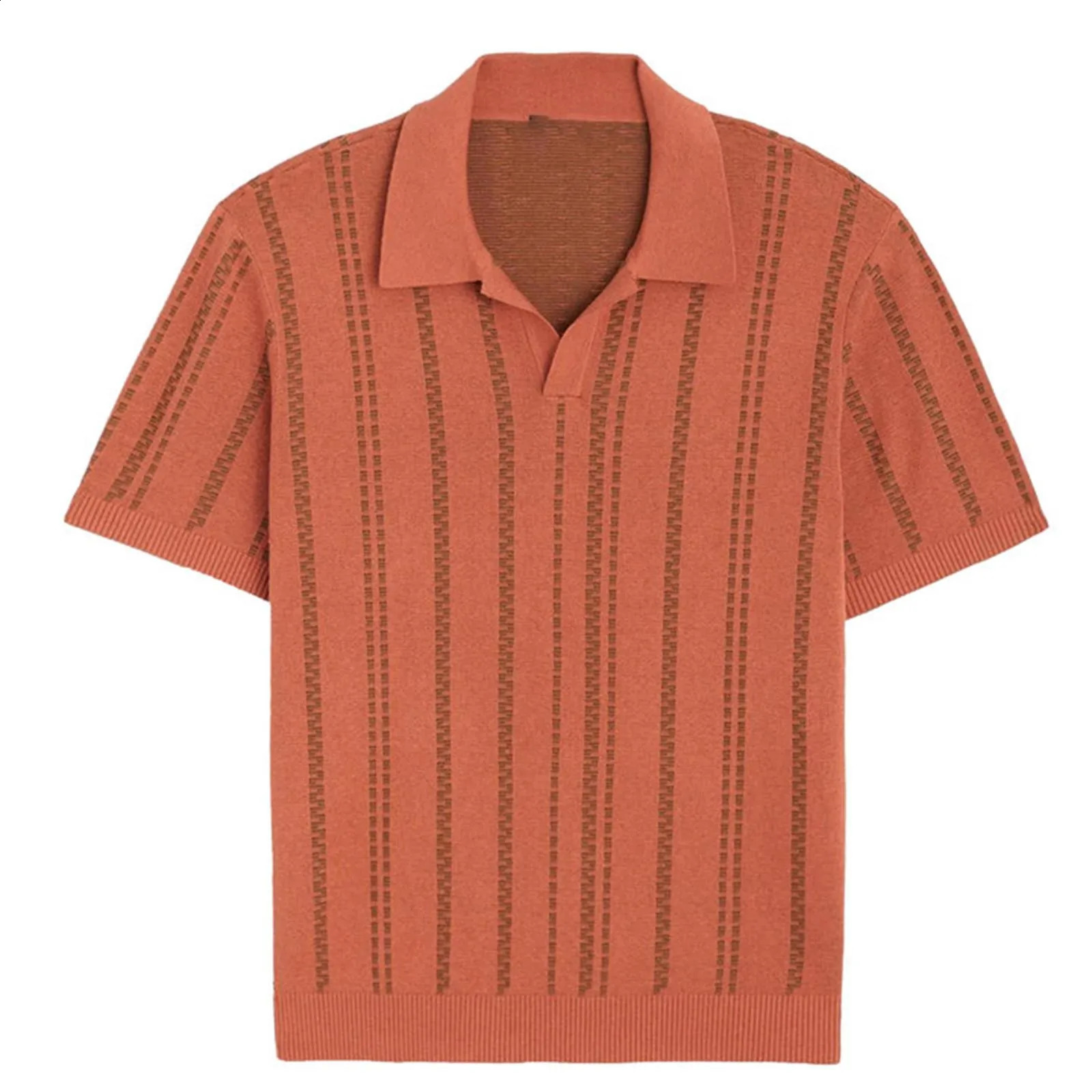 Knit Shirts Button Up Textured Shirts Casual Solid Color Slim Fit Short Sleeve Summer Tee Shirt Mens polo Shirt 240814