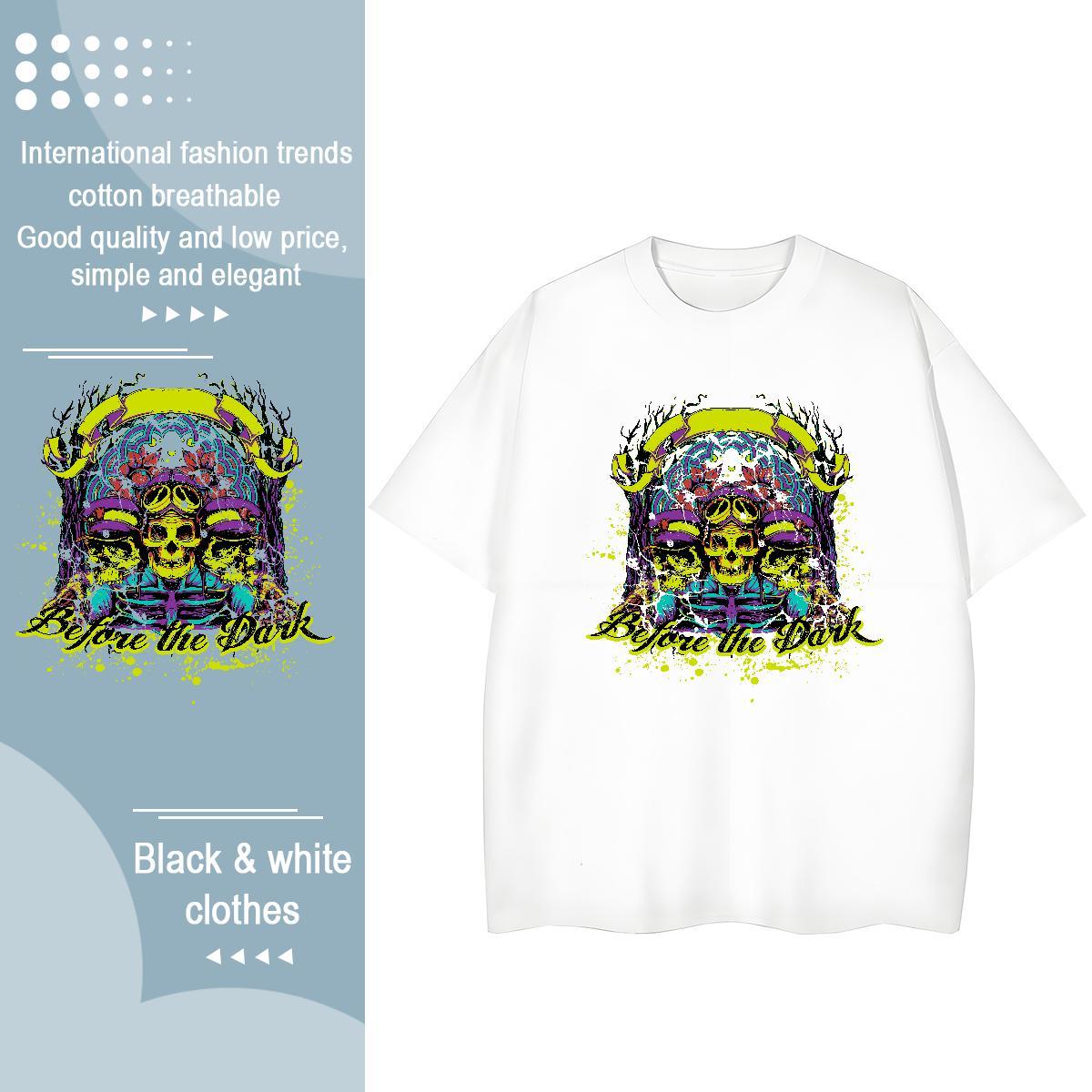 Unisex T Shirts Men 230g Cotton skull Spring Summer DIY Logo Oversized O Neck Short Sleeves Tshirt for Man Woman Factory Direct Tshirts