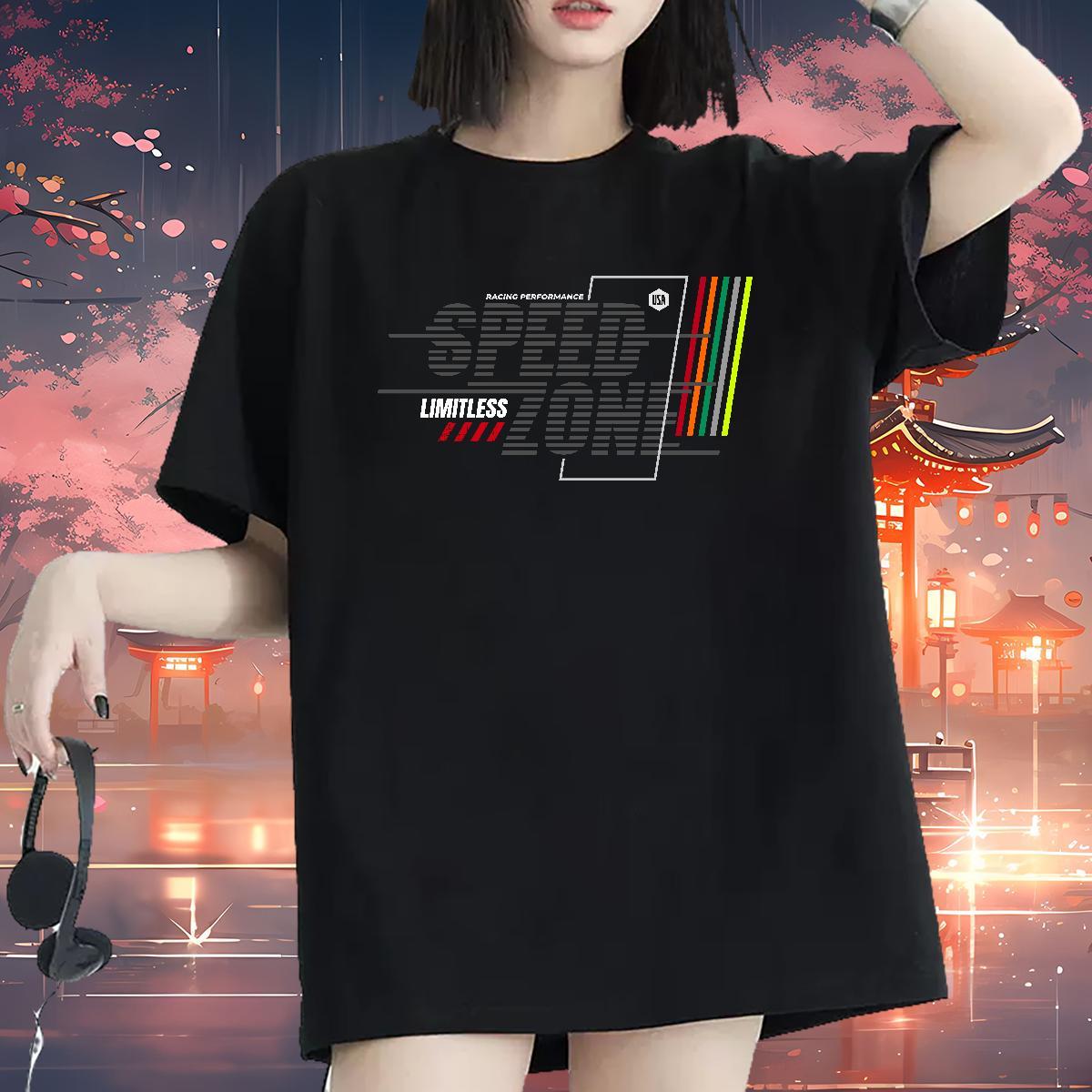 Soft Womens Tshirts 230g Pure Cotton letter Casual Beach T Shirt For Woman Breathable DIY Printed Tops