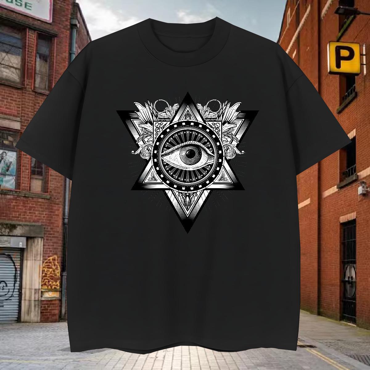 Loose Fit T Shirts Men 100% Cotton 230g eye of the devil Street Oversized 3XL 4XL Breathable Crew Neck Mens Tshirts Designer Fashion Tee Shirt