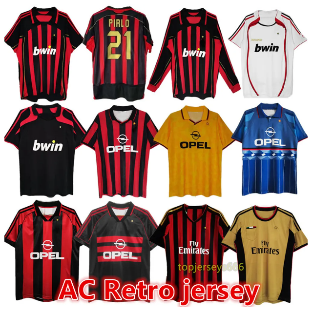 AC retro soccer jersey 2006 2007 2013 2014 milans football shirt Gullit Van Basten KAKA Inzaghi 1995 96 98 99 2009 2010 Classics jerseys shirts Maillot camiseta S-XXL