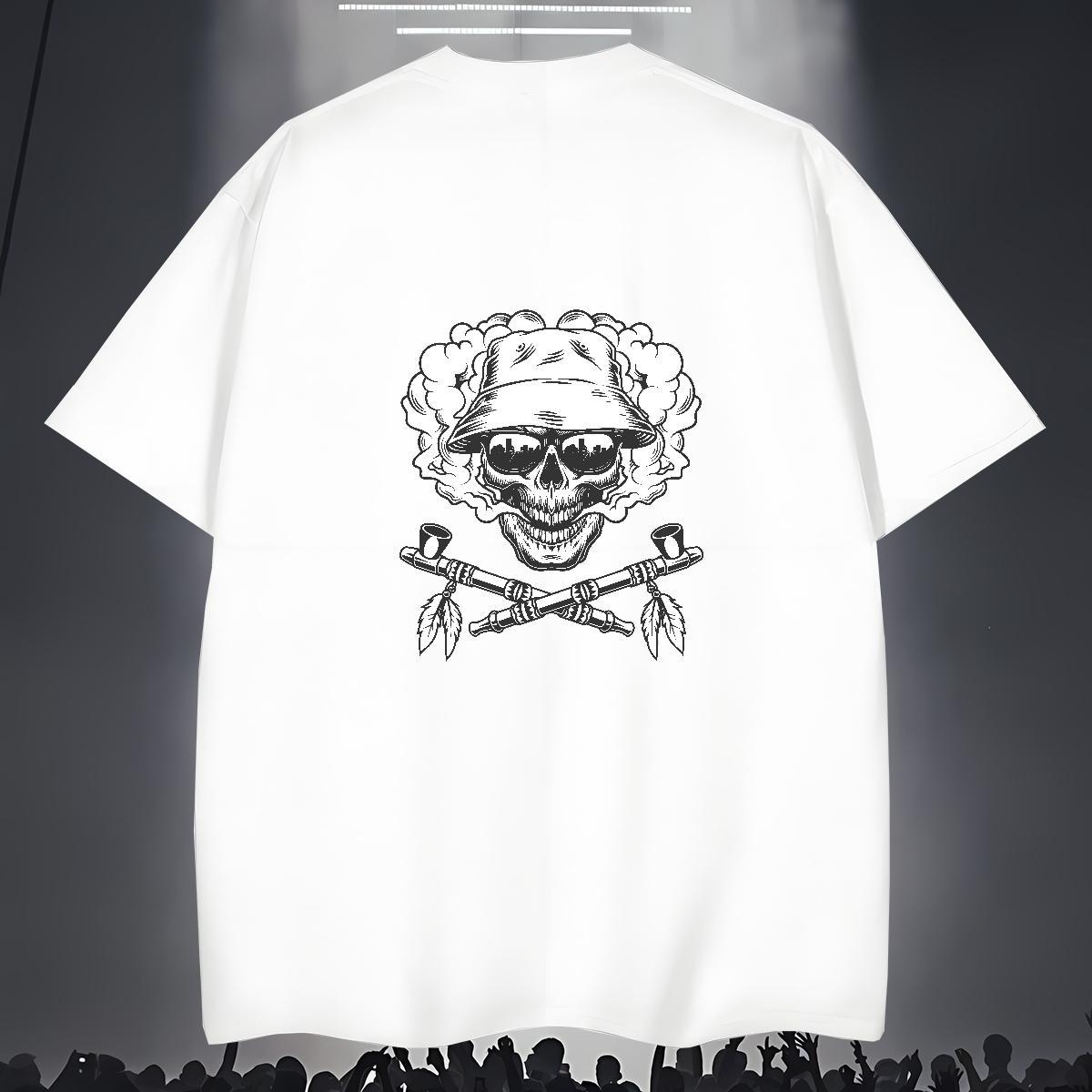 Unisex T Shirt For Man 230g Cotton skull Spring Summer Customized Print Round Neck Short Sleeve Men Tees DIY Tops Tees