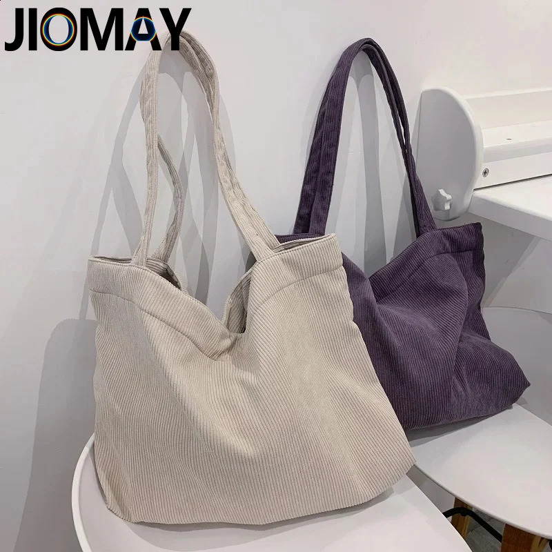 JIOMAY Corduroy Handbag for Women Shoulder Bag 2024 Travel Reusable Thickened Large Capacity Tote ExquisiteTexture Shopping 240824