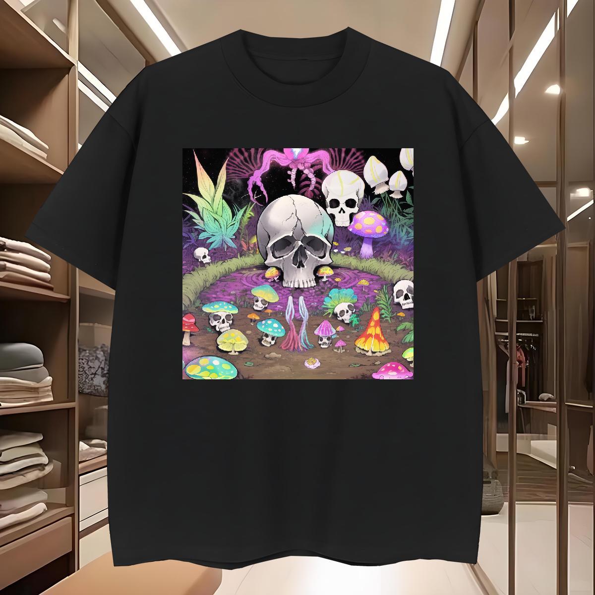 Loose Men T Shirts 100% Cotton 230g skull Sports Casual Graphic Crew Neck Breathable Tshirt for Man Woman 2024 Tees