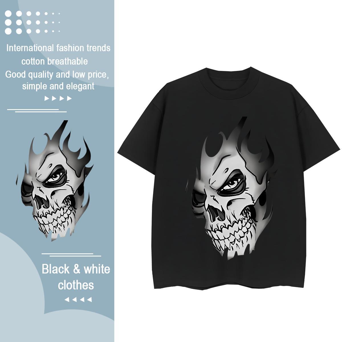 Cool Design T Shirts Men 230g 100% Cotton skull Casual Daily Wear Custom Print Plus Size O-Neck Short Sleeve Couples T Shirts Designer Fashion Tops Te