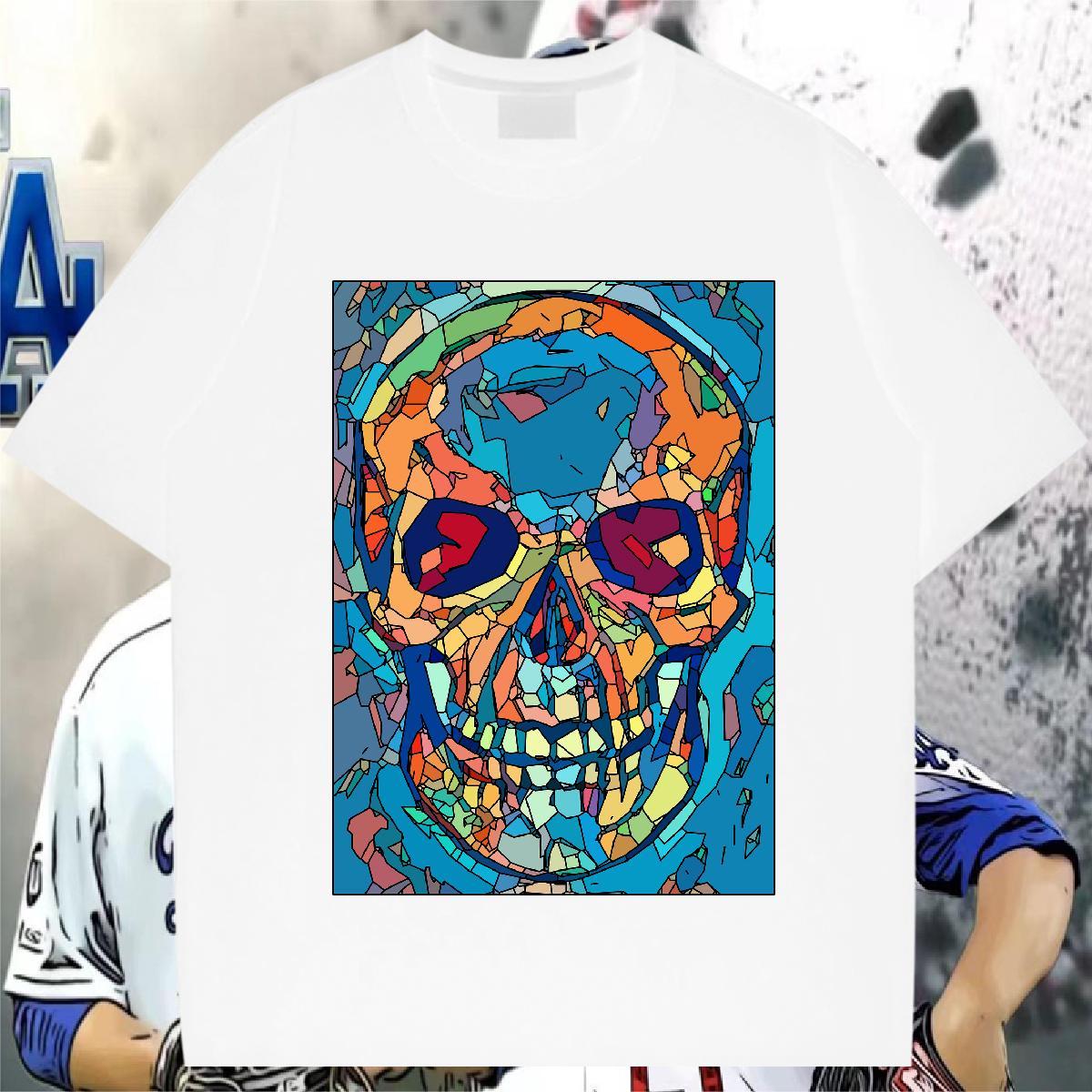 Loose Fit T shirt 230g Cotton skull Casual Daily Wear Plus Size Cartoon Crew Neck Breathable Tshirt for Man Woman Brand Tees