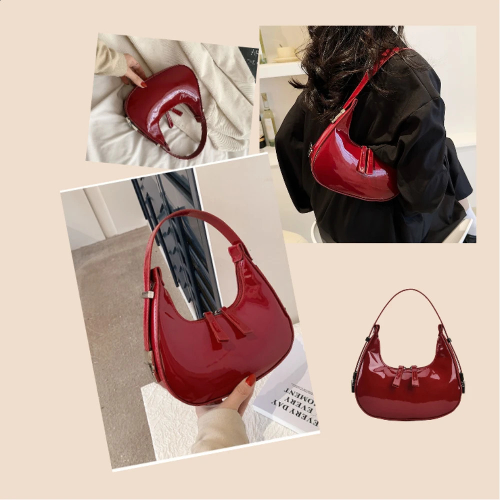 2024 Moon Bags PU Leather Armpit Shoulder Purse Vintage Small Bag for Women Girls Summer Handbag Shopper 240824