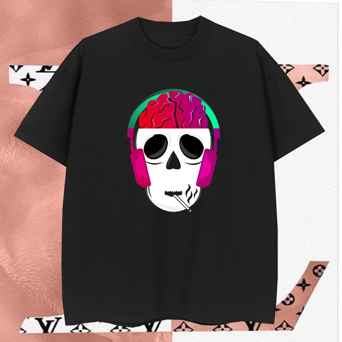 Popular Man T Shirts 230g Pure Cotton skull Street Wear Custom Print Oversized Breathable Crew Neck Men Tshirts 2024 Designer Tee Shirt