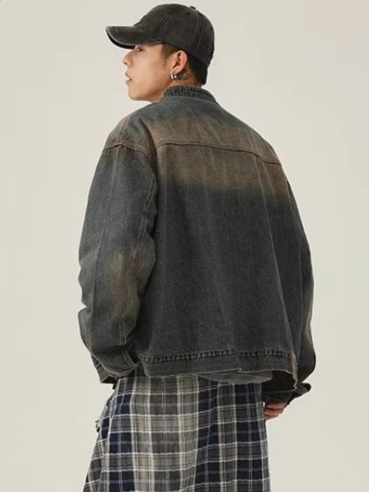 Cowboy jacket mens retro comfortable gothic couple youth autumn long sleeved college high school American loose clothing 240824