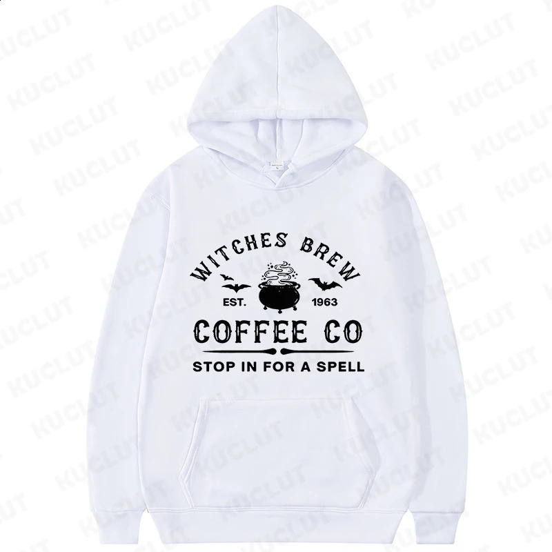 Witches Coffee Co Stop in For A Spell Print Hoodies Funny Halloween Women Sportwear Fashion Fall Hoodies Sweatshirts Casual 240824