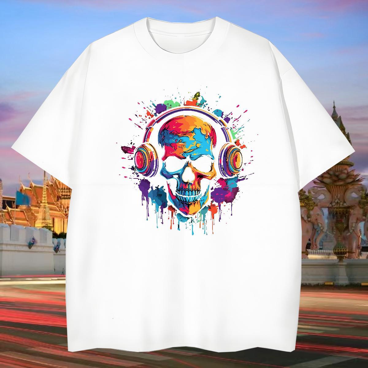 Loose Men T Shirts 100% Cotton 230g skull Summer Casual Custom Anime Breathable Soft Men Clothes T-Shirt 2024 Designer Tees Shirts