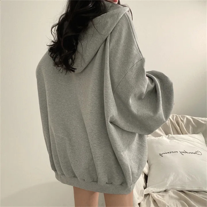 Zipper Hoodies Women Autumn Winter Fashion Casual Warm Oversized Hooded Pullover Loose Jacket Womens 240824