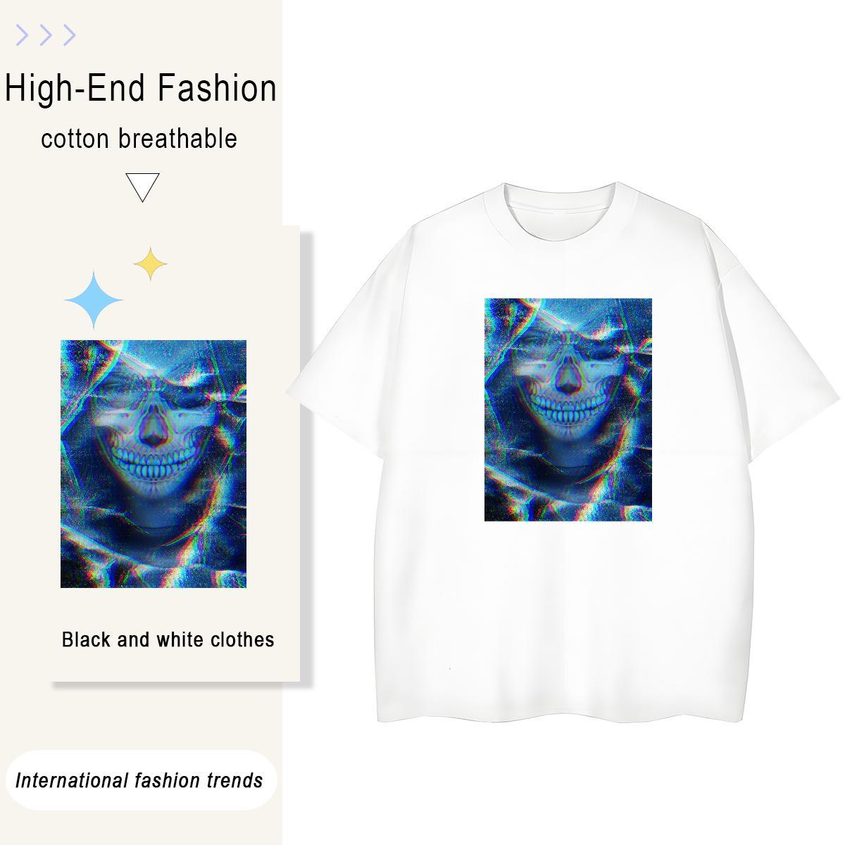 Popular Man T Shirts 100% Cotton 230g skull Hip Hop Street DIY Anime O Neck Short Sleeves Men Tshirts Classic Casual Top Tees
