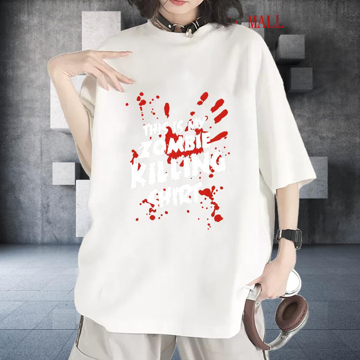 Brand Tshirt for Man Woman 100% Cotton 230g scary Street Wear Woman T Shirts Breathable Custom Print Plus Size Top Tees