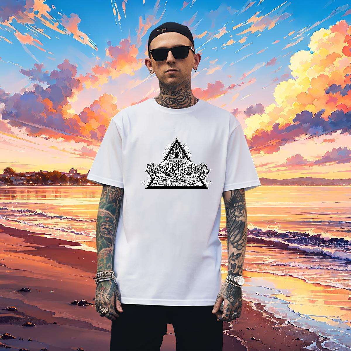 Soft Man T Shirts 230g Cotton eye of the devil Outdoor DIY O Neck Short Sleeves Men Tshirts Fashion Casual Wear