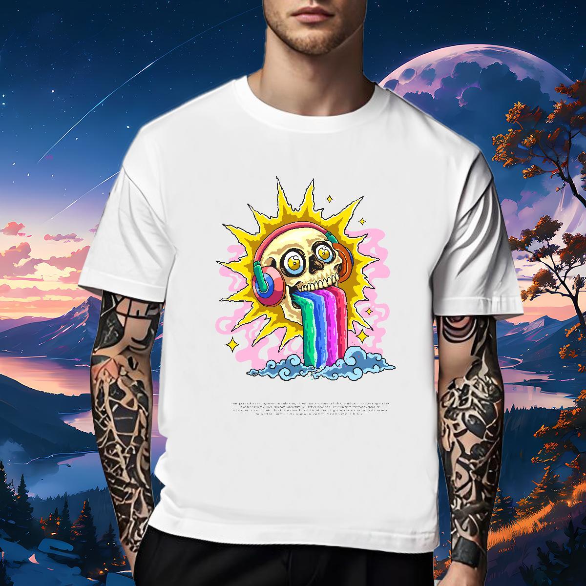 Wholesale T Shirts Men 230g 100% Cotton skull Beach Plus Size Custom Breathable Soft Tshirts Factory Direct Tees