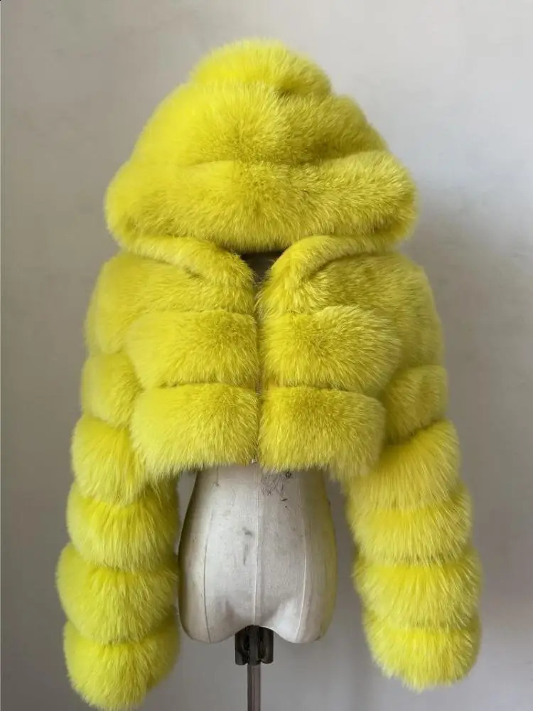 BEIZIRU Winter Womens Genuine Fox Fur Coat Hooded Red Silver Raccoon Zipper Top y Natural Girls Jacket 240824