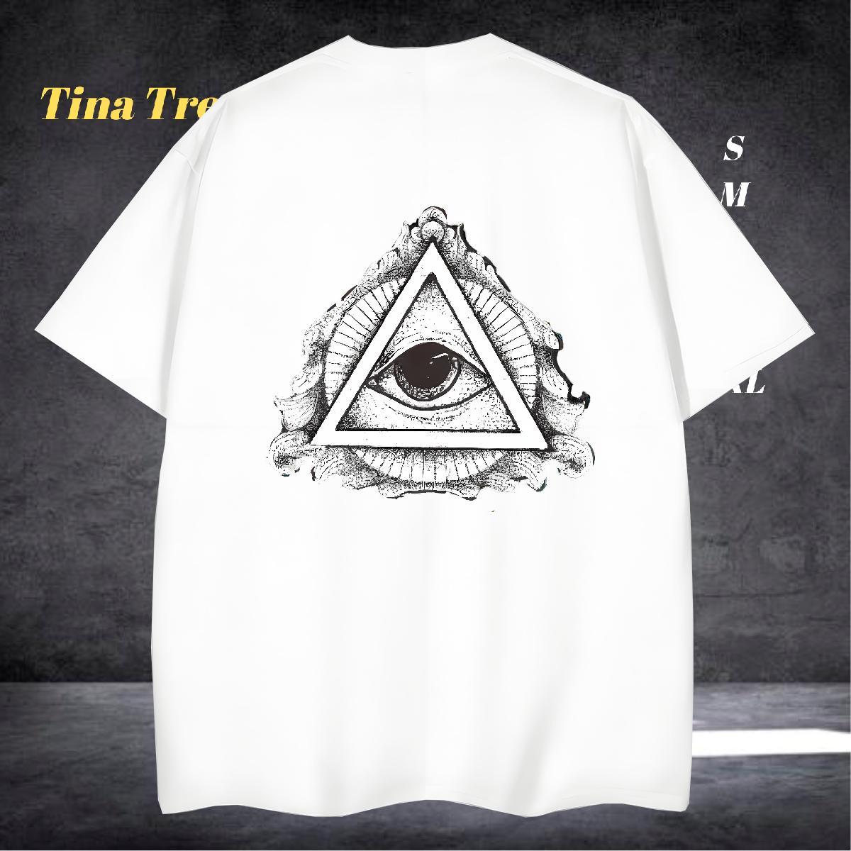 Unisex T-Shirts for Men 230g Cotton eye of the devil High Street Hip Hop Plus Size Cartoon Short Sleeve Soft Mens Tshirts Fashion Casual Tees