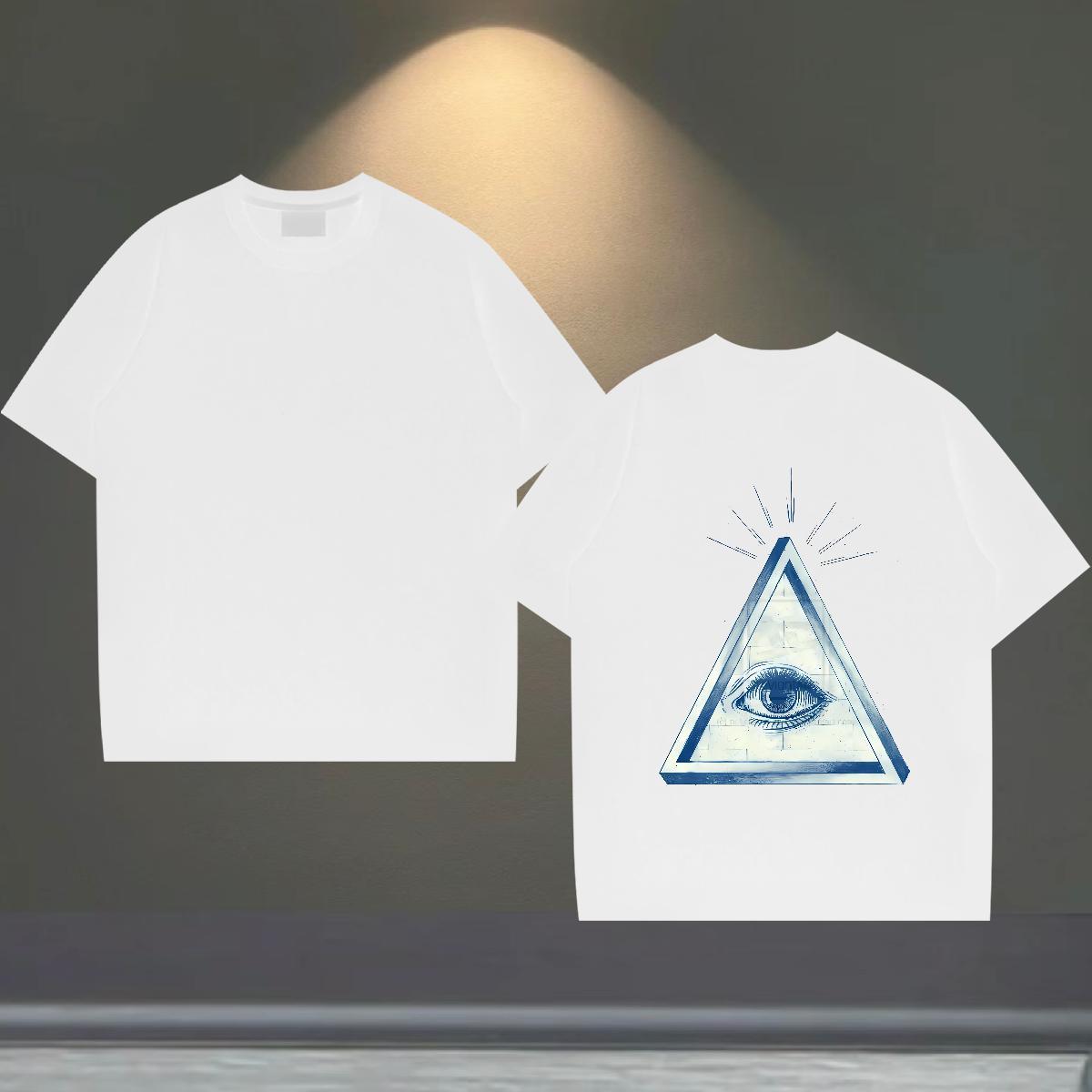 High Quality Mens T Shirts 230g Pure Cotton eye of the devil Summer Casual White Plus Size Breathable Couples T Shirts 2024 Tees