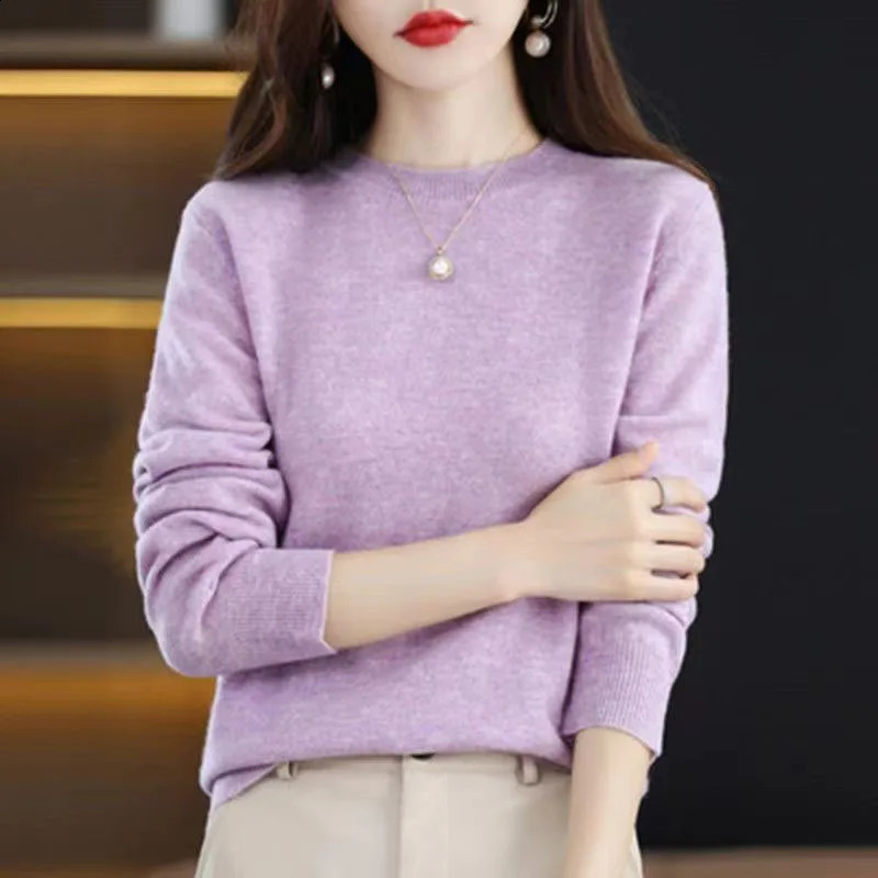 Xpqbb Women Sweater Autumn Winter Basic O-neck Knitted Pullovers Female Sweaters Casual Solid Long Sleeve Knitwear Bottoming Top 240824